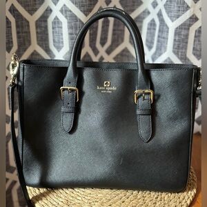 Kate Spade Black Satchel with Gold Accents